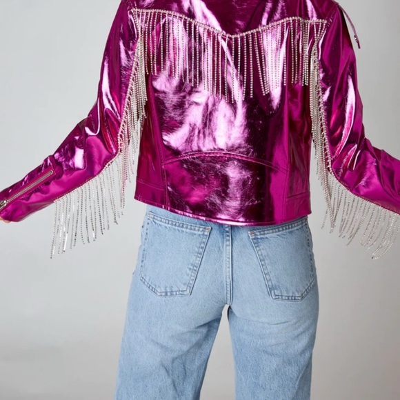 Pink Metallic Fringe Jacket - Picture 5 of 12